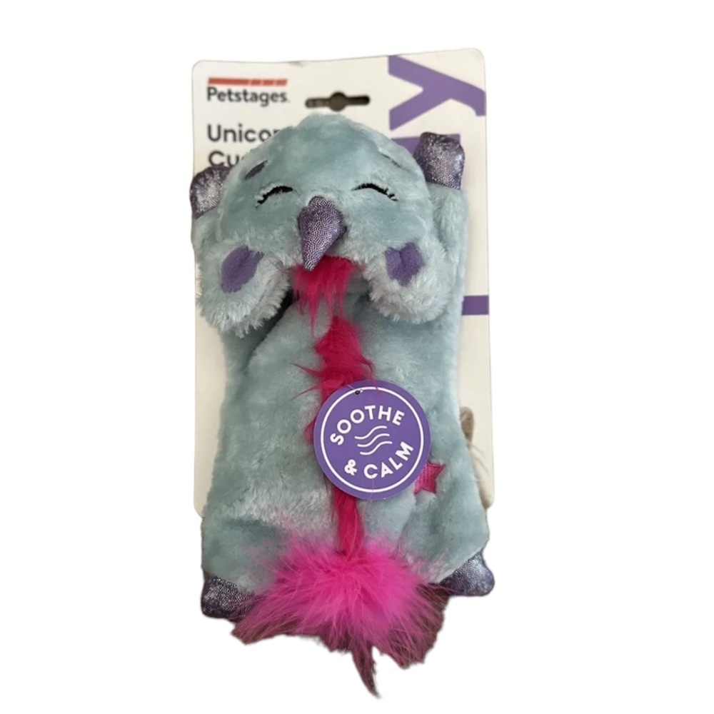 NWT Petstages Unicorn Microwavable Cuddle Pal For De-Stressing Cats/ Small Pets
